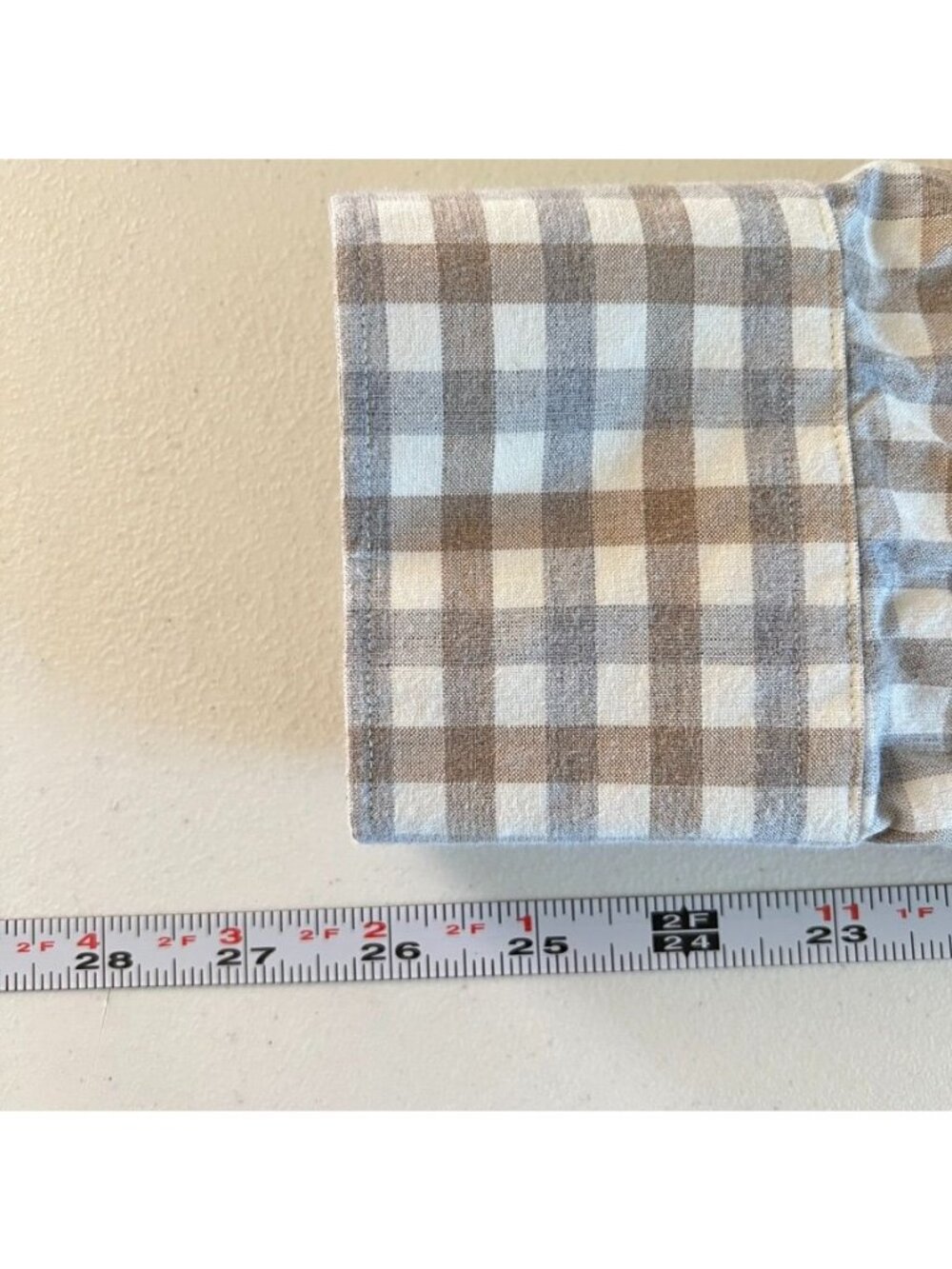 Nordstrom Mens L Shirt Brown White Plaid Cotton Stretch Flannel Button Up Frat - Picture 12 of 14